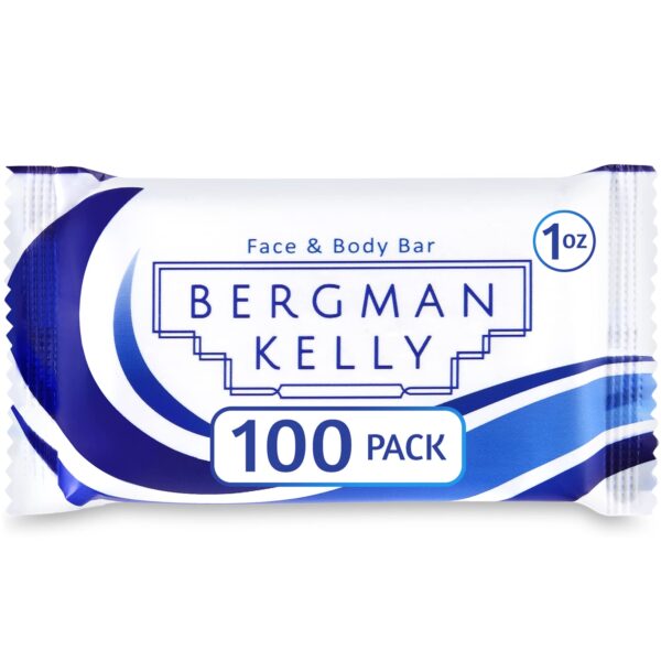 BERGMAN KELLY Hotel Soap Bars (White Tea, 1 oz, 100 PK), Travel Size Luxury Bulk Amenities Bar Soap, Small Individually Wrapped Rectangular Soap, Smal