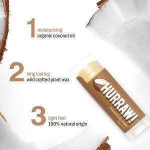 Hurraw! Coconut Lip Balm, 2 Pack: Organic, Certified Vegan, Cruelty and Gluten Free. Non-GMO, 100% Natural Ingredients. Bee, Shea, Soy and Palm Free. - Image 3