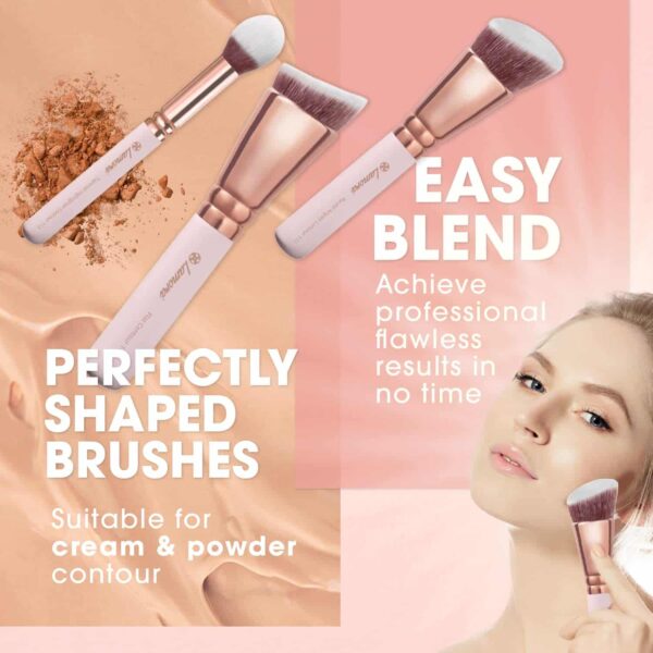 Pro Face Contour Brush Set - Synthetic Contouring Sculpting and Highlighting Kit - Cream Blush Powder Flat Nose Cheek Round Small Angled Fan Tapered P - Image 5