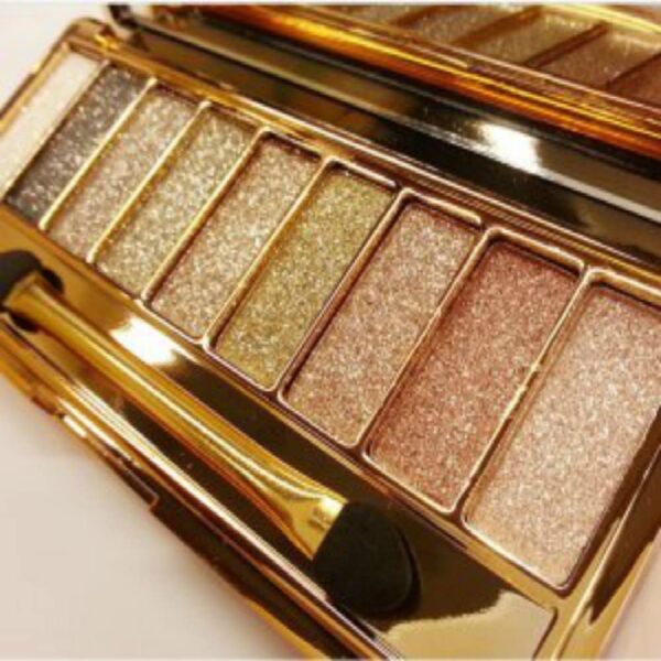 Sparkle Eyeshadow Palette&9 Colors Shimmer Makeup Palette & Cosmetic Brush Set &Gold Glitter, Highly Shining Pigmented Diamond &9 Color Eyeshadow 6# (