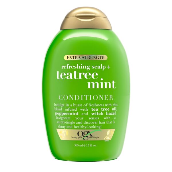 OGX Extra Strength Refreshing Scalp + Teatree Mint Conditioner, Invigorating Conditioner with Tea Tree & Peppermint Oil & Witch Hazel, Paraben-Free, S