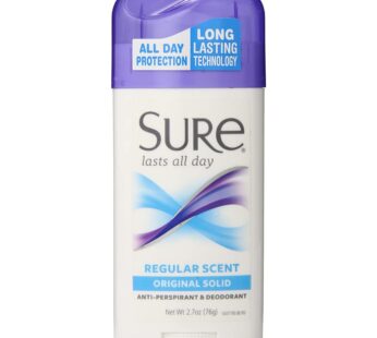 Sure Anti-Perspirant & Deodorant Original Solid, Regular Scent 2.70 oz (Pack of 4)