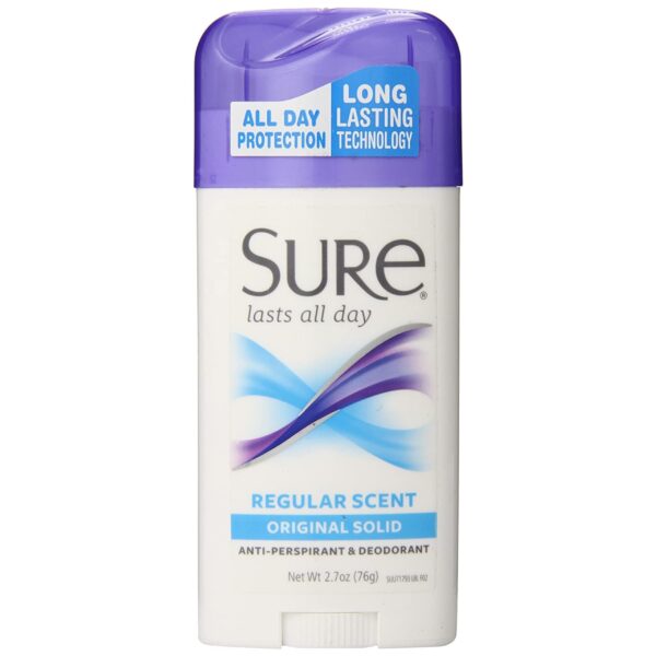 Sure Anti-Perspirant & Deodorant Original Solid, Regular Scent 2.70 oz (Pack of 4)