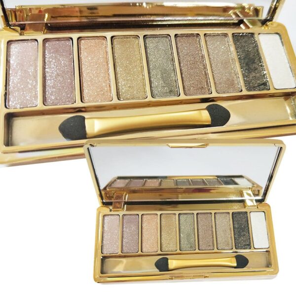 Sparkle Eyeshadow Palette&9 Colors Shimmer Makeup Palette & Cosmetic Brush Set &Gold Glitter, Highly Shining Pigmented Diamond &9 Color Eyeshadow 6# ( - Image 2