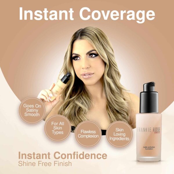 Frankie Rose Cosmetics Matte Perfection Foundation Makeup ? Long-Lasting, Hydrating Foundation for Semi-Matte Finish - Foundation Full Coverage for Al - Image 3