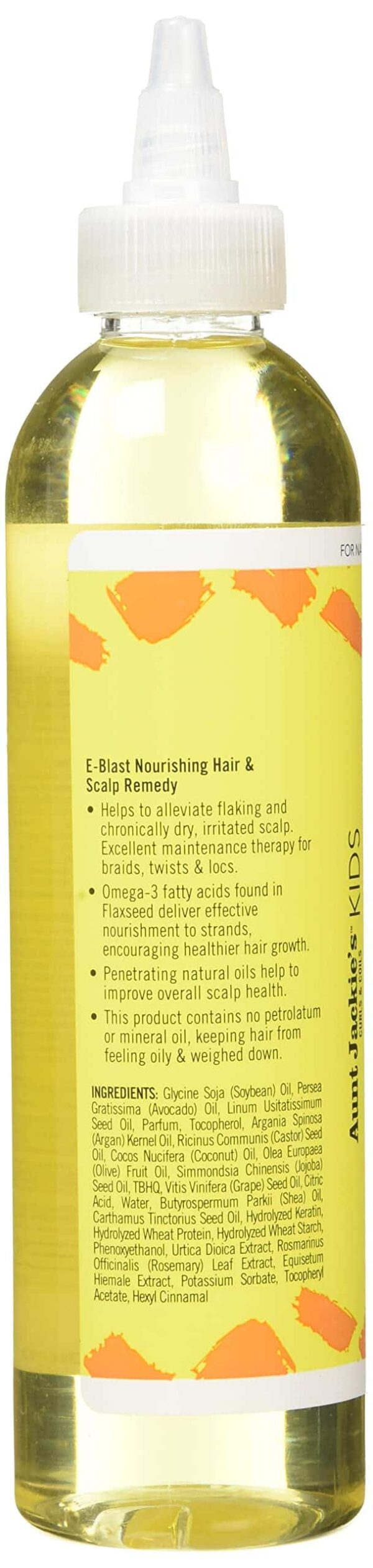 Aunt Jackie's Kids E-Blast Daily Oil for Dry Scalp, Vitamin E and Flaxseed Nourishing Scalp Remedy for Naturally Curly, Coily and Wavy Hair, 8 oz - Image 2