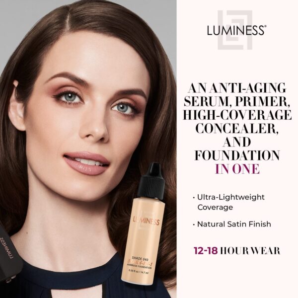 Luminess Air Silk 4-In-1 Airbrush Foundation- Foundation, Shade 040 (.5 Fl Oz) - Sheer to Medium Coverage - Anti-Aging Formula Hydrates and Moisturize - Image 2
