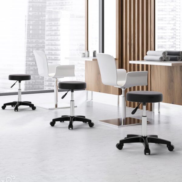 Nova Microdermabrasion Rolling Stool Swivel Salon Stool Chair Adjustable Drafting Stool Tattoo Office Massage Medical Facial Spa Stool (Black) - Image 2