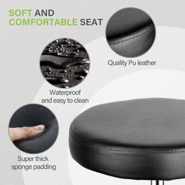 Nova Microdermabrasion Rolling Stool Swivel Salon Stool Chair Adjustable Drafting Stool Tattoo Office Massage Medical Facial Spa Stool (Black) - Image 4