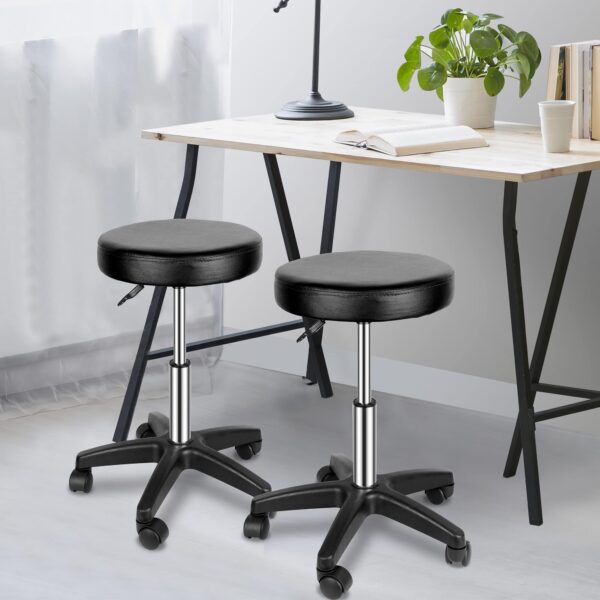 Nova Microdermabrasion Rolling Stool Swivel Salon Stool Chair Adjustable Drafting Stool Tattoo Office Massage Medical Facial Spa Stool (Black) - Image 9