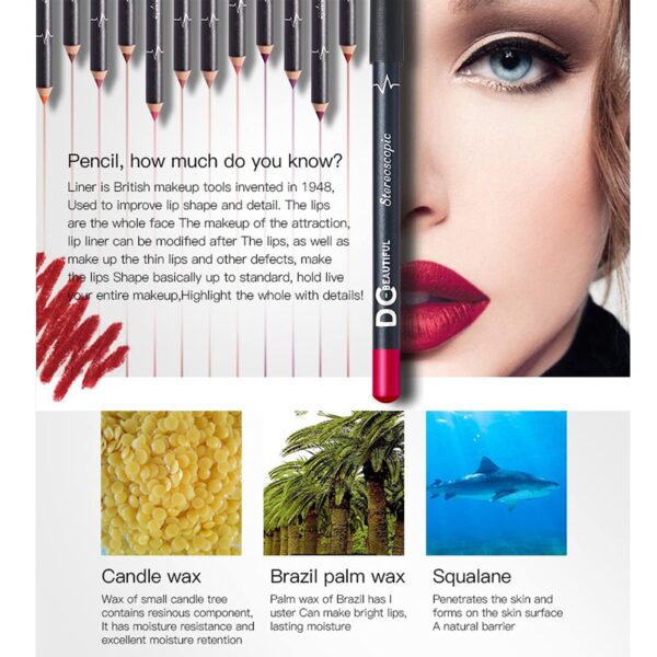 DC-BEAUTIFUL 12Pcs Lot Set 12 Colors Lip Liner Pencil Waterproof Non-marking Matt Velvet Lipstick Pen, Professional Long Lasting Lipliner Set with Sha - Image 7
