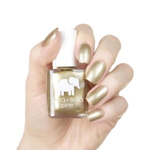 ella+mila Gilded Nail Polish, Professional Quick Dry, Long-Lasting & Chip-Resistant, Metallic Gold, 17-Free Formula, Vegan, Cruelty-Free, 0.45 fl oz - Image 2