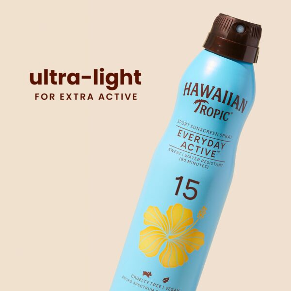 Hawaiian Tropic Everyday Active Clear Spray Sunscreen SPF 15, 6oz | Hawaiian Tropic Sunscreen SPF 15, Sunblock, Oxybenzone Free Sunscreen, Spray On Su - Image 2