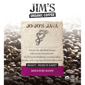 Jim?s Organic Coffee ? Jo-Jo?s Java Blend ? Medium/Light Roast, Whole Bean, 5 lb Bulk Bag - Image 2