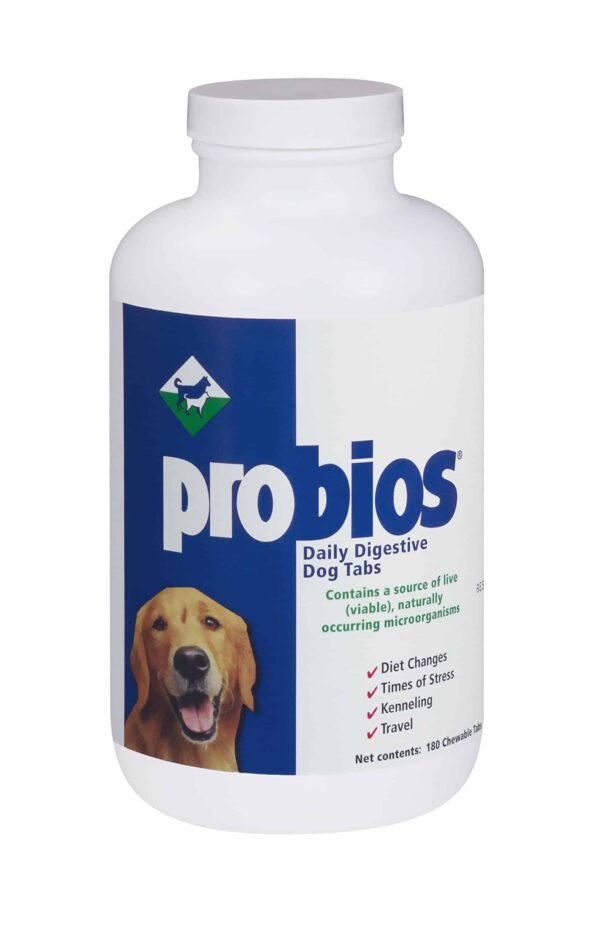 Probios Dog Digestive Support - Digestive Tabs with Probiotics for Dogs, Daily Pet Probiotics for Dogs, Liver Flavored, 180 Count, by Vets Plus