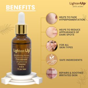 LightenUp, Skin brightening Serum | 1 Fl oz / 30 ml | for Face, Armpits, Hands, Knees and Body | with Argan Oil and Shea Butter - Image 3