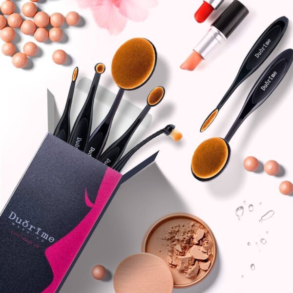 Duorime New 7pcs Black Oval Toothbrush Makeup Brush Set Cream Contour Powder Concealer Foundation Eyeliner Cosmetics Tool ? - Image 2
