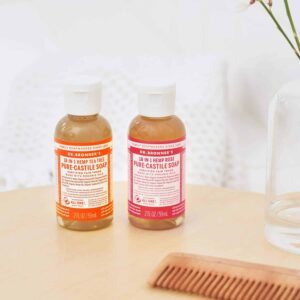 Dr. Bronner's - Pure-Castile Liquid Soap (Rose, 2 ounce) - Made with Organic Oils, 18-in-1 Uses: Face, Body, Hair, Laundry, Pets and Dishes, Concentrated, Vegan, Non-GMO - Image 3