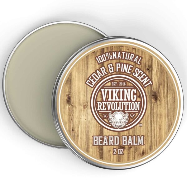 Viking Revolution Beard Balm Cedar & Pine Scent w/Argan & Jojoba Oils - Styles, Strengthens & Softens Beards & Mustaches - Leave in Conditioner Wax fo - Image 8