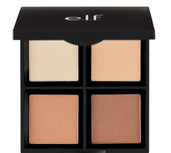 e.l.f. Contour Palette, 4 Shades, Customizable, Easy to Apply, Sculpts, Shades, Brightens, Light/Medium, Infused with Vitamin E, All-Day Wear, 0.56 Oz