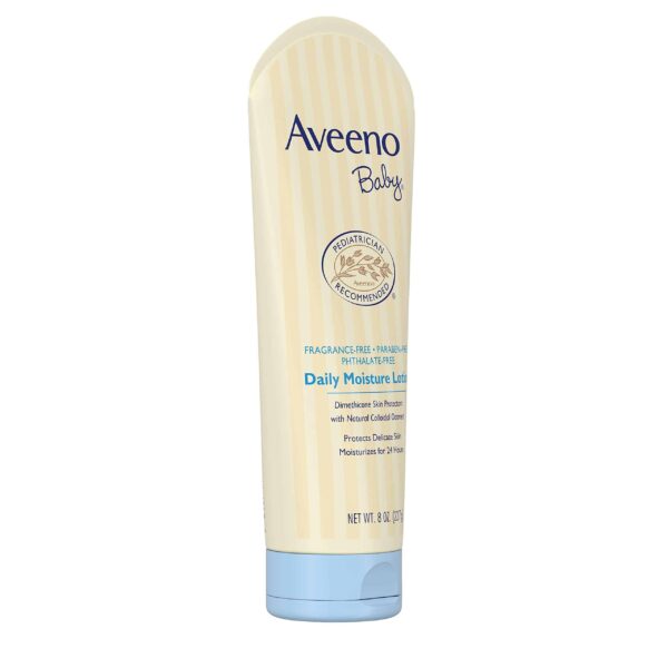 Aveeno Baby Daily Moisture Lotion with Natural Colloidal Oatmeal & Dimethicone, Fragrance-Free, 8 oz - Image 9