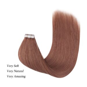 ABH AmazingBeauty Hair Semi-permanent Real Remi Remy Human Tape in Hair 50g 20pcs Skin Weft Taped Invisible Seamless Reusable Auburn Color 33 22 Inch - Image 6