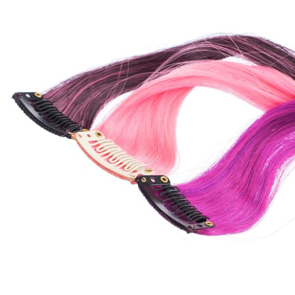 SWACC 12 Pcs Curly Wavy One Color Party Highlights Clip on in Hair Extensions Colored Hair Streak Synthetic Hairpieces (Ombre 12 Colors) - Image 3