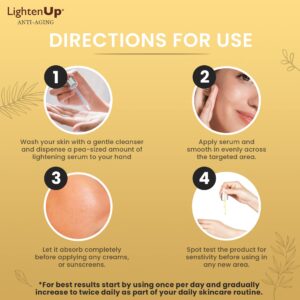 LightenUp, Skin brightening Serum | 1 Fl oz / 30 ml | for Face, Armpits, Hands, Knees and Body | with Argan Oil and Shea Butter - Image 6