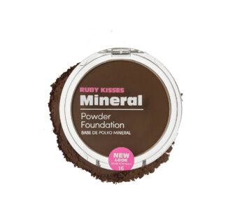Ruby Kisses Mineral Pressed Powder Foundation, Medium to Full Coverage Natural Finish 0.35 Ounce (Ebony)