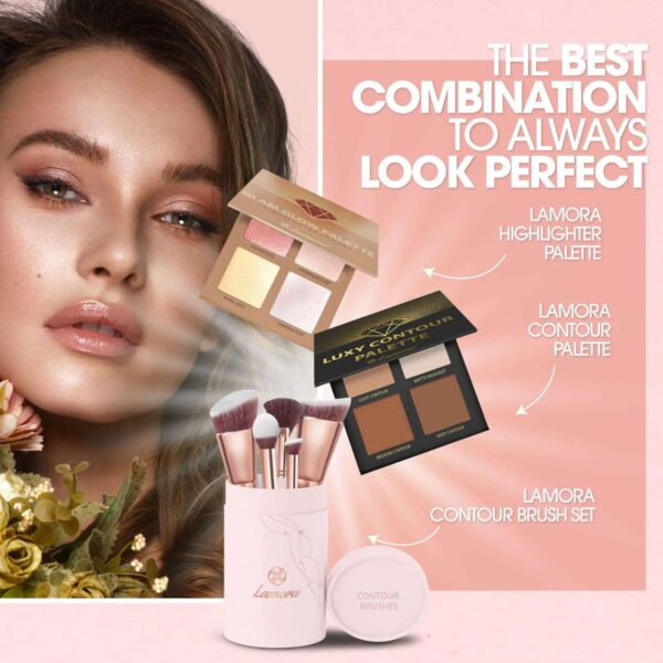 Pro Face Contour Brush Set - Synthetic Contouring Sculpting and Highlighting Kit - Cream Blush Powder Flat Nose Cheek Round Small Angled Fan Tapered P - Image 6