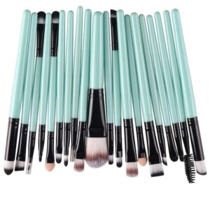 KOLIGHT? 20 Pcs Pro Makeup Set Powder Foundation Eyeshadow Eyeliner Lip Cosmetic Brushes (Black+Green) - Image 4