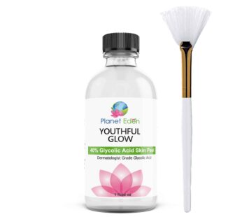 Planet Eden 40% Glycolic Acid Chemical Peel Kit with Fan Brush – Peel for Wrinkles, Enlarged Pores, Dark marks, Sun Damage