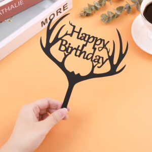 LOVENJOY Gift Boxed Antler Happy Birthday Cake Topper Black, Frosted Acrylic - Image 6