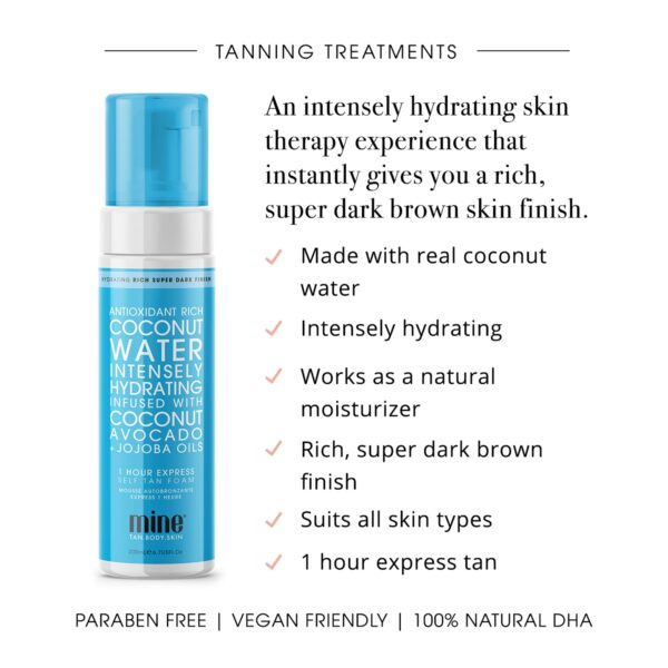 MineTan Coconut Water Based Self Tanner | Delivers a Flawless, Streak-Free Super Dark Brown Finish That Restores Skin Hydration, World's First Coconut - Image 2