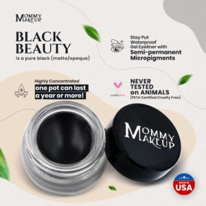 Mommy Makeup Stay Put Gel Eyeliner with Semi-Permanent Micropigments, Black Beauty, Pure Black - Image 4