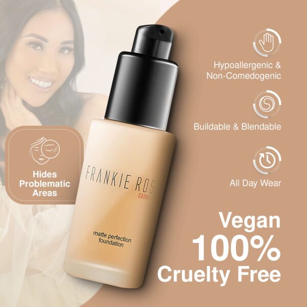 Frankie Rose Cosmetics Matte Perfection Foundation Makeup ? Long-Lasting, Hydrating Foundation for Semi-Matte Finish - Foundation Full Coverage for Al - Image 4