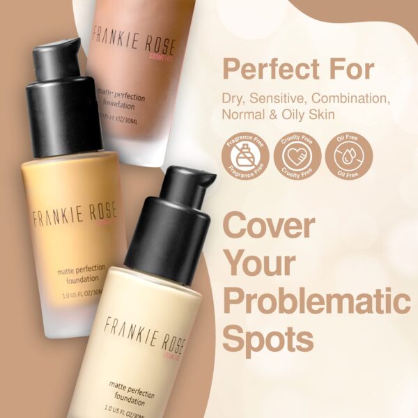 Frankie Rose Cosmetics Matte Perfection Foundation Makeup ? Long-Lasting, Hydrating Foundation for Semi-Matte Finish - Foundation Full Coverage for Al - Image 2