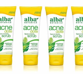 Alba Botanica ACNEdote Face & Body Scrub, 8 Ounces Tube (Pack of 4)