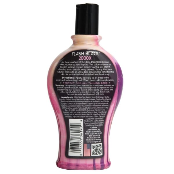 European Gold Flash Black 2000X Indoor Tanning Lotion with Time-Release DHA Bronzers, 12 Ounce - Image 2