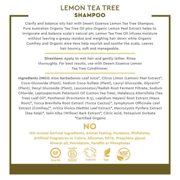 Desert Essence Lemon Tea Tree Shampoo & Conditioner Bundle - 8 Fl Ounce - Clarifying For Oily Hair - Essential Oils - Strengthen & Protect Hair - Effe - Image 2