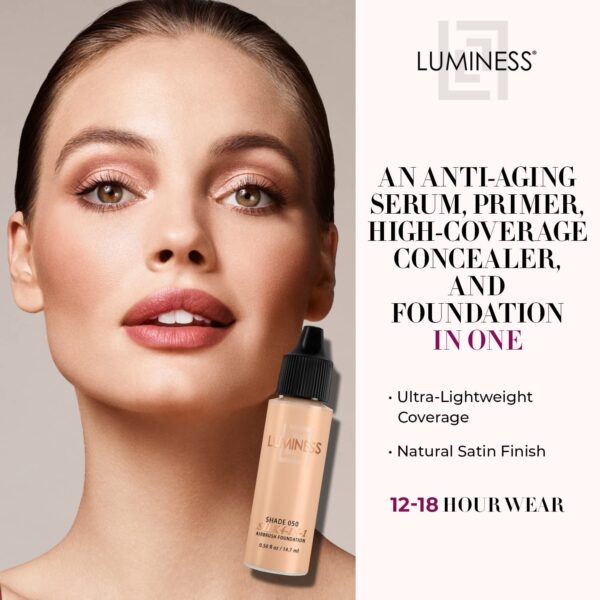 Luminess Air Silk4-In-1 Airbrush Foundation- Foundation, Shade 050 (.5 Fl Oz) - Sheer to MediumCoverage - Anti-Aging Formula Hydrates and Moisturizes - Image 2