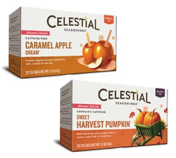 Celestial Seasonings Sweet Harvest Pumpkin Black Tea, 20-tea Bags, 2.3oz and Celestial Seasonings Caramel Apple Dream Tea, 20 Count Tea Bags -2 Boxes