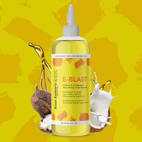Aunt Jackie's Kids E-Blast Daily Oil for Dry Scalp, Vitamin E and Flaxseed Nourishing Scalp Remedy for Naturally Curly, Coily and Wavy Hair, 8 oz - Image 3