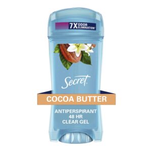 Secret Antiperspirant and Deodorant for Women, Clear Gel, Cocoa Butter Scent, 2.6 oz - Image 1