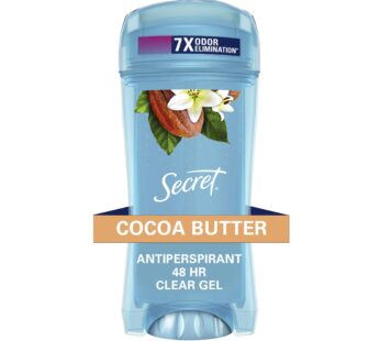 Secret Antiperspirant and Deodorant for Women, Clear Gel, Cocoa Butter Scent, 2.6 oz
