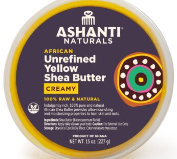 Ashanti Naturals Yellow Whipped Raw Shea Butter | Unrefined African Shea Butter | Creamy Moisturizer for Easy Application – 15 oz