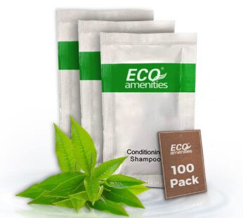 ECO Sachet Individually Wrapped Toiletries, Travel Size Bulk Shampoo and Conditioner 2in1 10ml (100 pk) Mini Hotel Toiletries Conditioning Shampoo 2in
