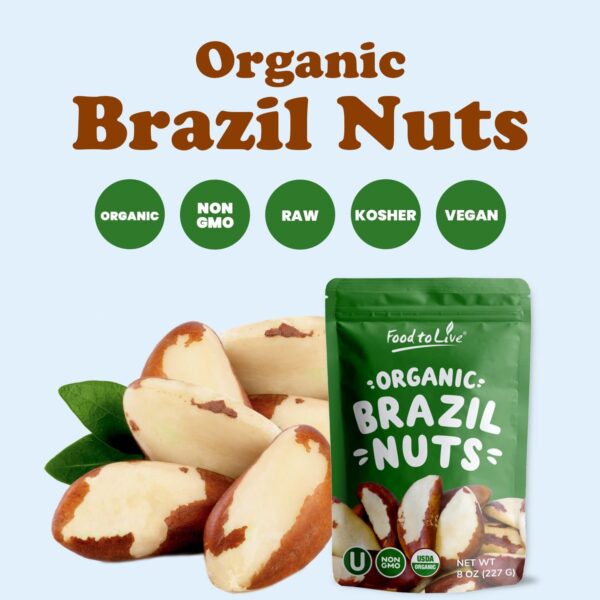 Food to Live - Organic Brazil Nuts, 4 Pounds Non-GMO, Raw, Whole, No Shell, Unsalted, Kosher, Vegan, Keto, Paleo Friendly, Bulk, Trail Mix Snack, Good - Image 5