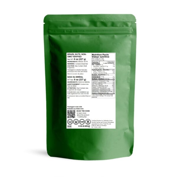 Food to Live - Raw Brazil Nuts, 8 Ounces Non-GMO Verified, Raw, Whole, No Shell, Unsalted, Kosher, Vegan, Keto and Paleo Friendly, Bulk, Good Source o - Image 2