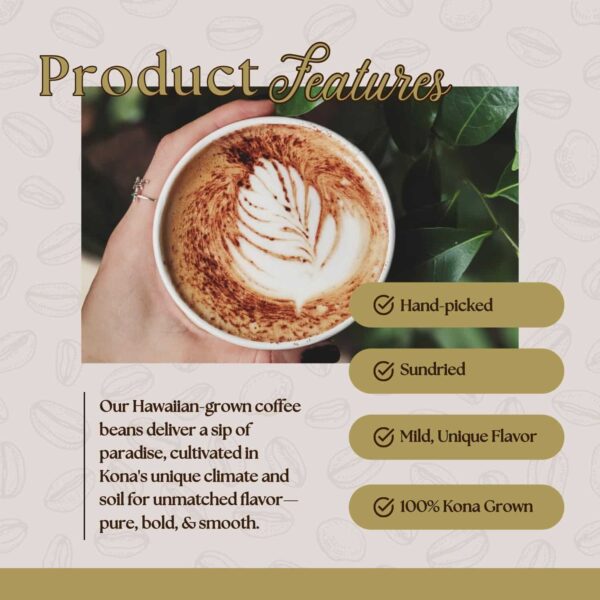 Hualalai Estate 100% Peaberry Kona Grounds - Pesticide-Free Gourmet Grade Premium Coffee - Medium Dark Roasted Hawaiian Grown Beans (7 oz) - Image 3